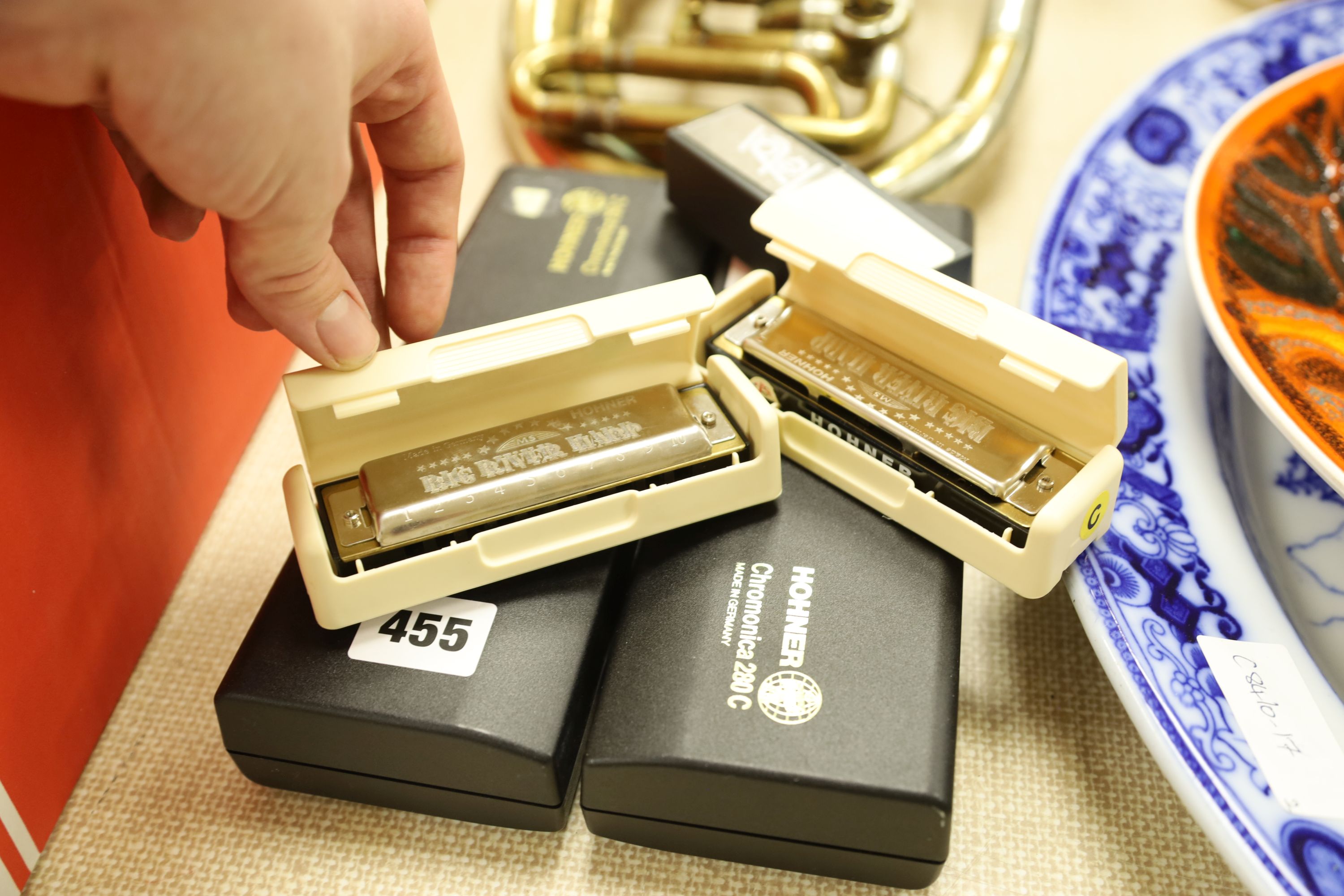 Two Hohner Chromica 280c's, three other harmonica's and a French horn